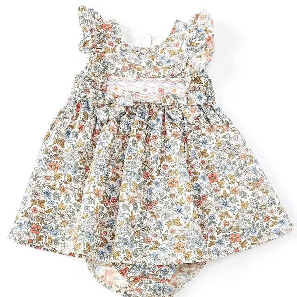 Baby Girls 24 Months Ditsy-Floral-Printed Poplin Empire-Waist Dress